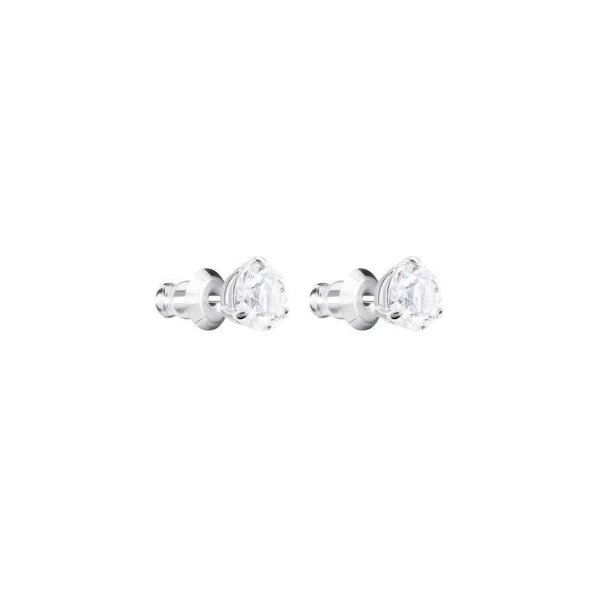 swarovski solitaire stud earrings  round cut  white  rhodium plated
