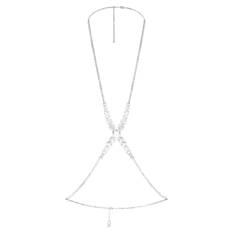 swarovski x skims body chain  mixed cuts  cupchain  x shape  white  rhodium plated