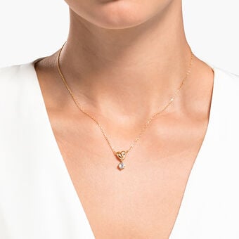swarovski lifelong heart pendant  white  rose gold tone plated