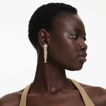 swarovski idyllia drop earrings  mixed cuts  long  white  gold tone plated