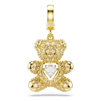 swarovski idyllia charm  mixed cuts  teddy  gold tone  18k gold finish