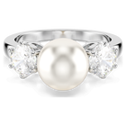 swarovski matrix ring crystal pearl round cut white rhodium plated
