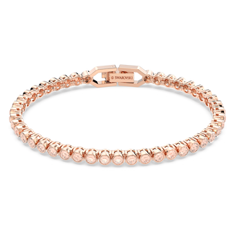 swarovski emily bracelet round cut pink rose gold tone plated