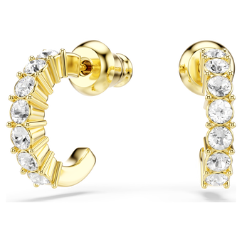 swarovski mini hoop earrings  round cut  white  18k gold finish