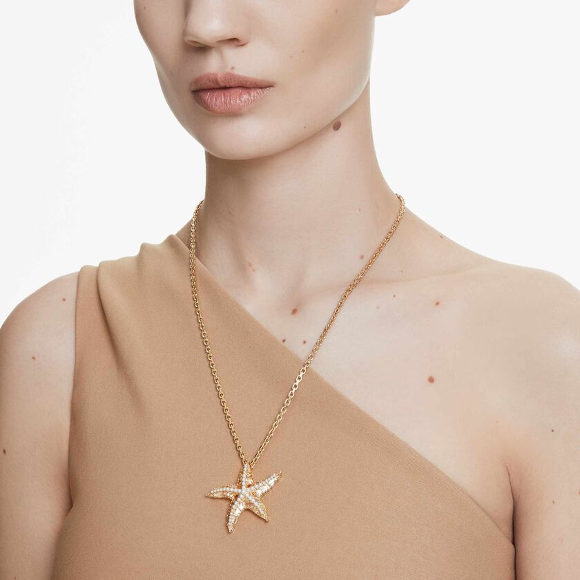 swarovski idyllia pendant  crystal pearls  starfish  gold tone  gold tone plated