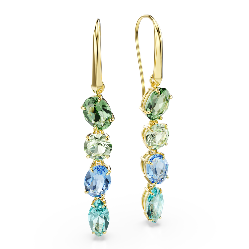 swarovski gema drop earrings  mixed cuts  multicolored  gold tone plated