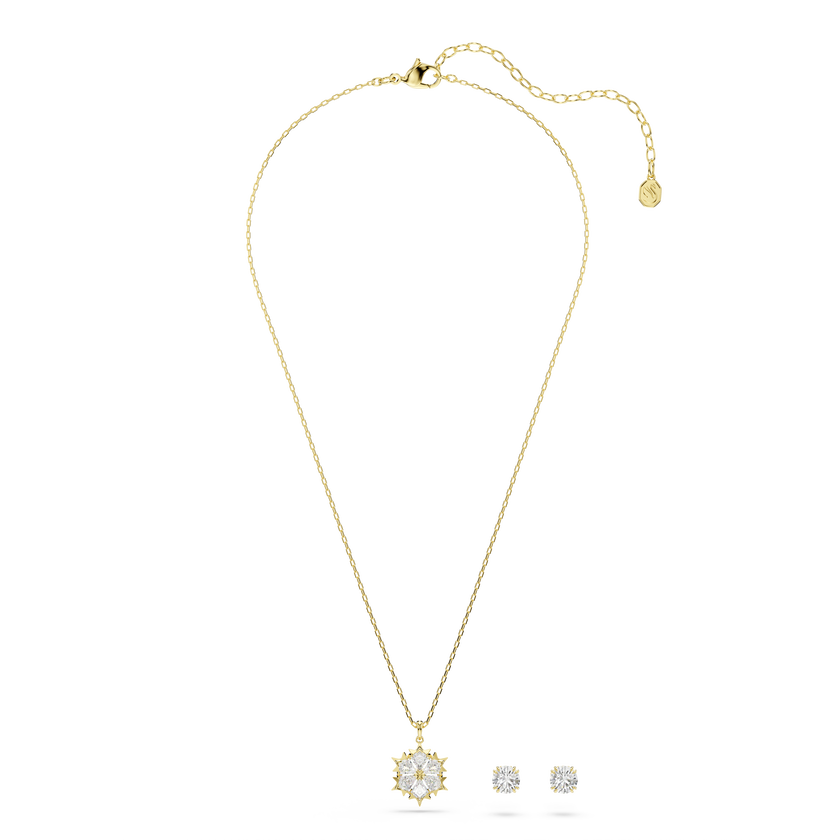 swarovski magic set  set  2   mixed cuts  snowflake  white  18k gold finish