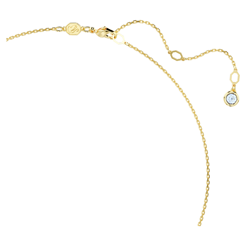 swarovski imber necklace  round cut  light blue  gold tone plated