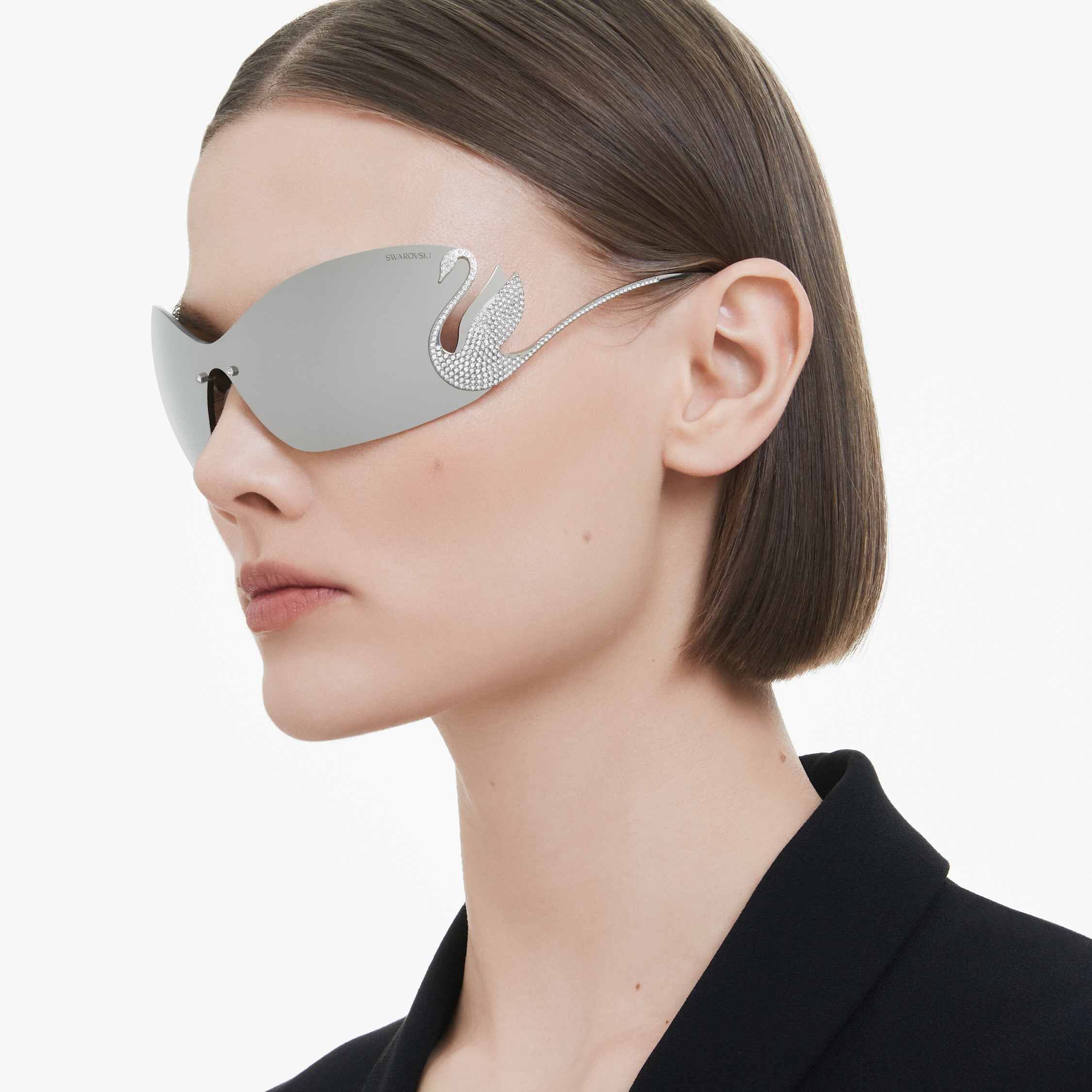 swarovski sunglasses  mask  swan  sk7020  silver tone