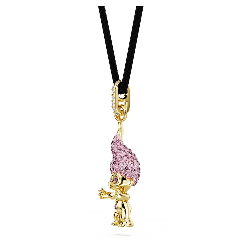 swarovski good luck trolls set  troll  pink  gold tone plated