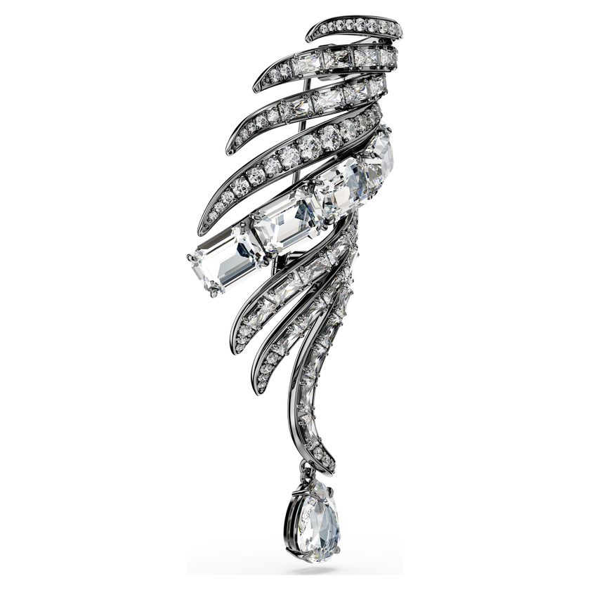 swarovski the vienna collection brooch  feather  white  ruthenium plated