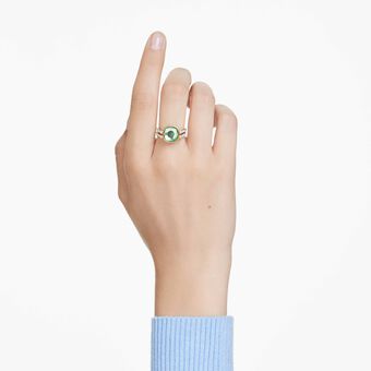 swarovski chroma ring  cushion cut  multicolored  gold tone plated