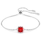 swarovski birthstone bracelet square cut july red rhodium plated