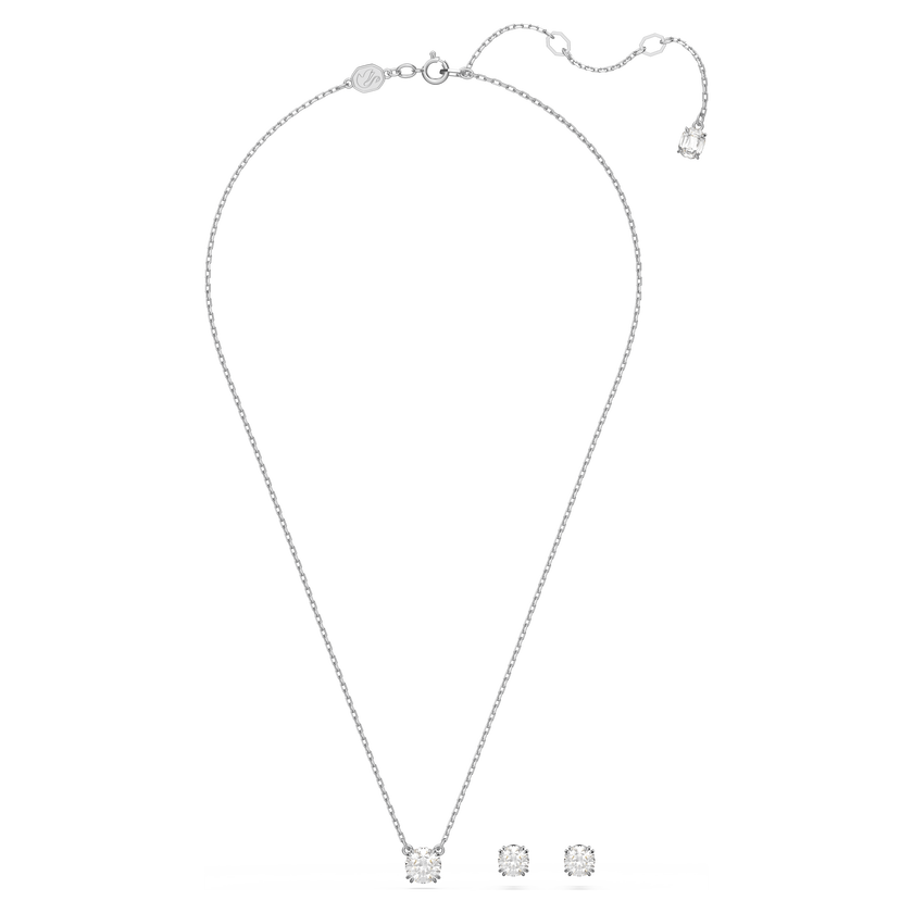 swarovski stilla set  round cut  white  rhodium plated