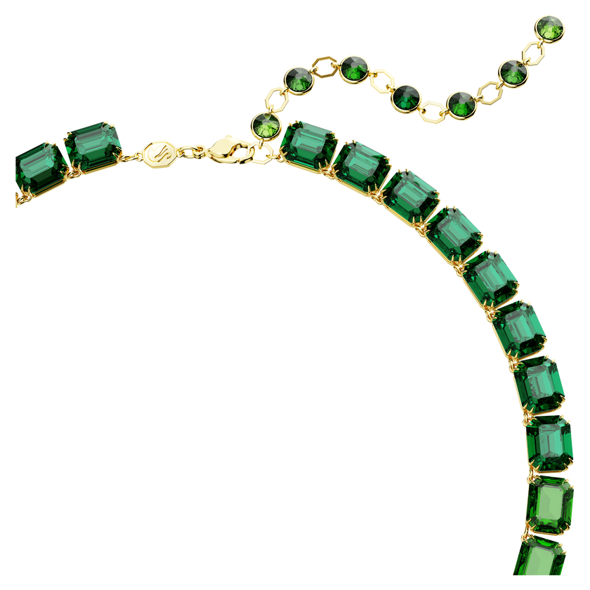 swarovski millenia necklace  octagon cut  color gradient  green  gold tone plated
