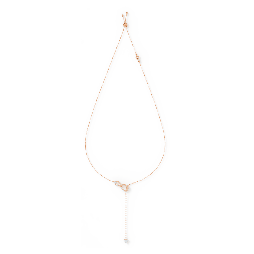 swarovski infinity y necklace  white  rose gold tone plated