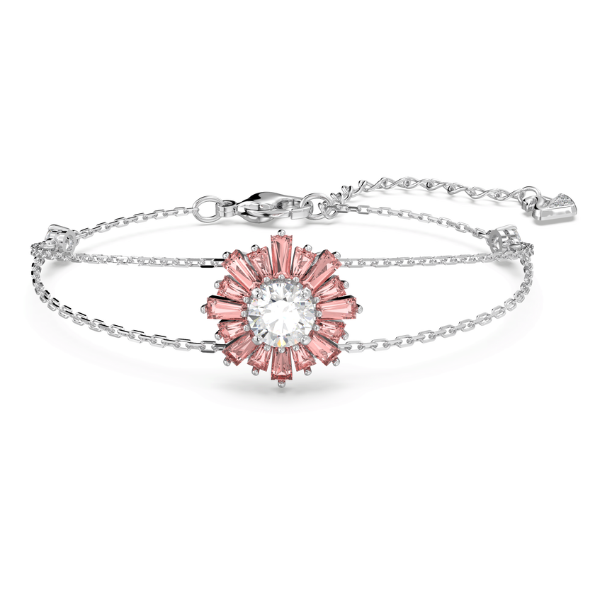 swarovski sunshine bracelet  mixed cuts  sun  pink  rhodium plated