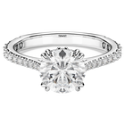 swarovski stilla cocktail ring  round cut  pav   white  silver tone finish