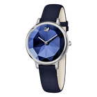 Crystal Lake Watch, Leather Strap, Blue, Silver Tone
