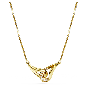 swarovski classica pendant  round cut  interlocking  white  sterling silver  18k gold finish
