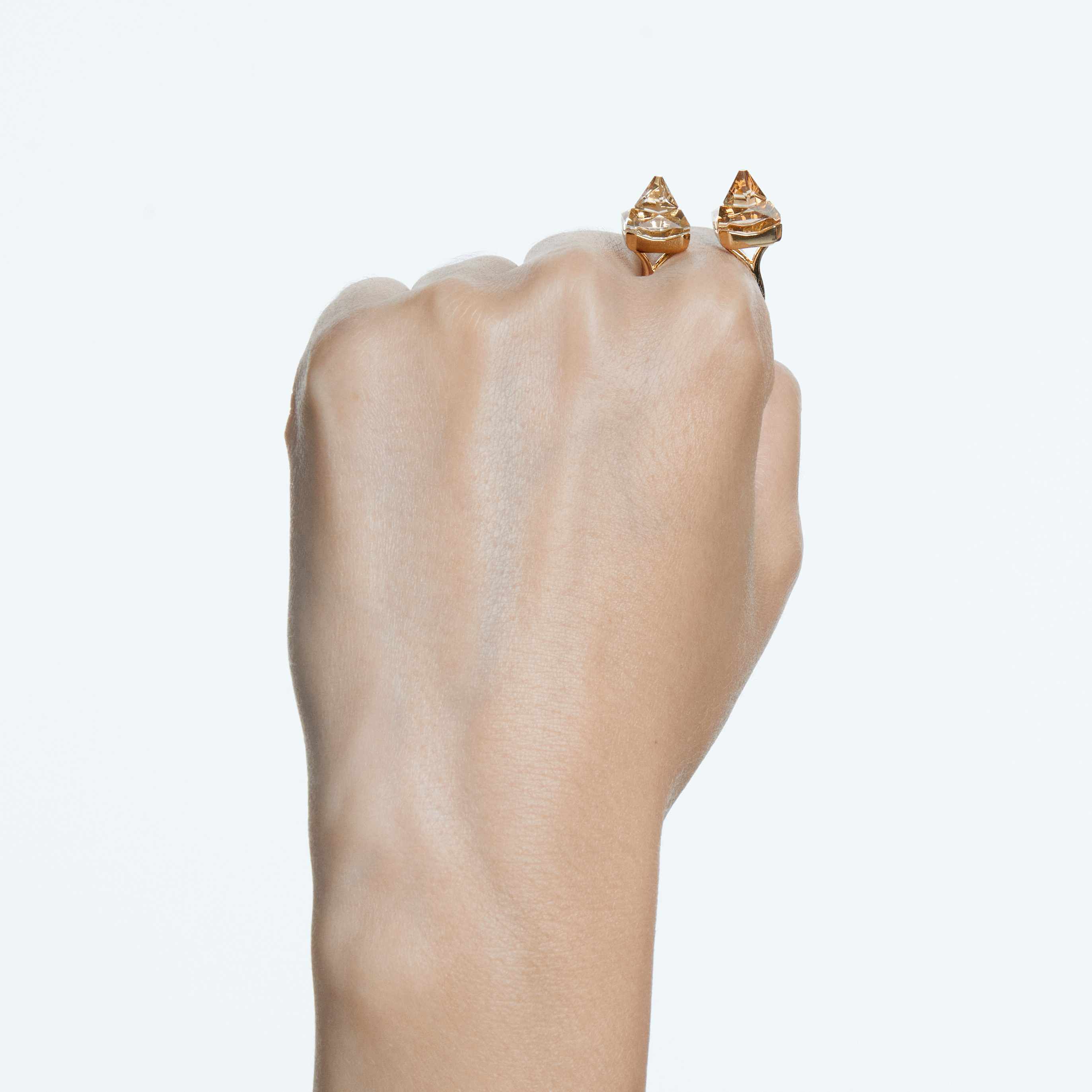 swarovski chroma ring  pyramid cut crystals  multicolored  gold tone plated