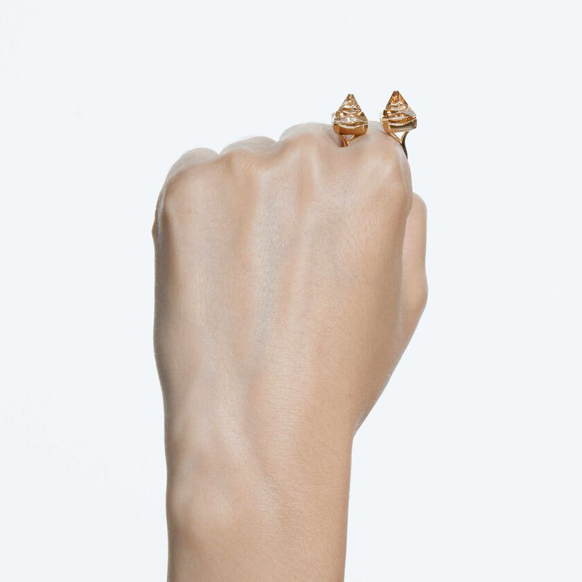 swarovski chroma ring  pyramid cut crystals  multicolored  gold tone plated