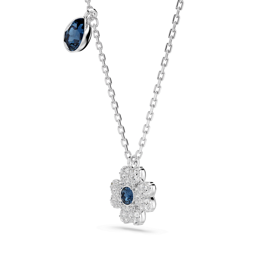 swarovski symbolica necklace  clover  blue  rhodium plated