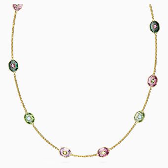 Chroma necklace, Mixed cuts, Multicolored, Gold-tone plated