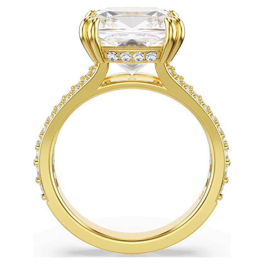 swarovski stilla cocktail ring  square cut  pav   white  18k gold finish