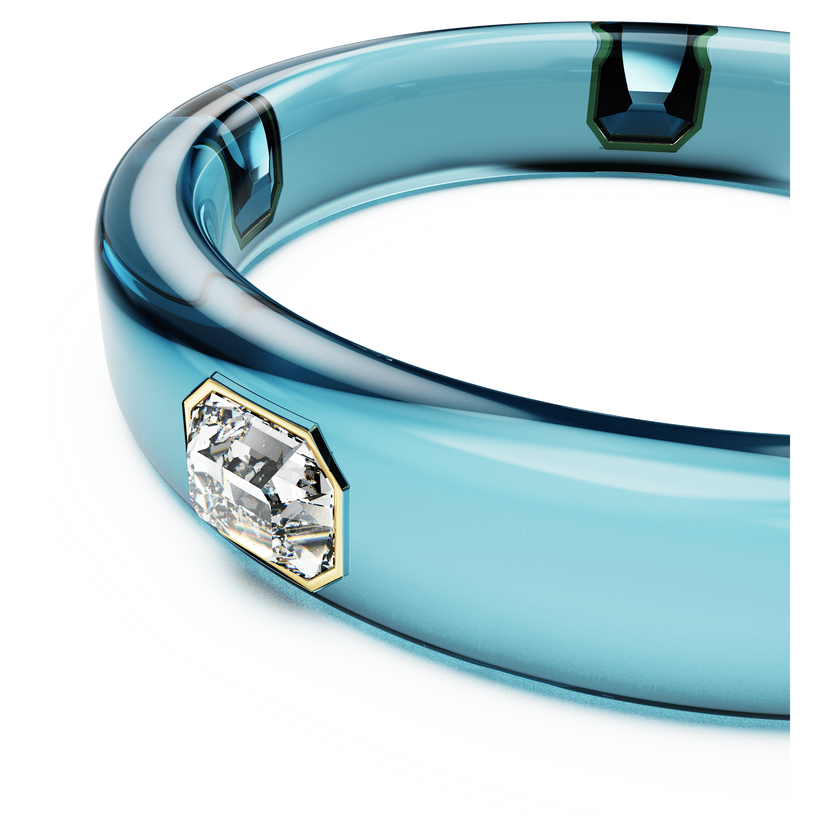 swarovski dulcis bangle  octagon cut  blue  gold tone plated