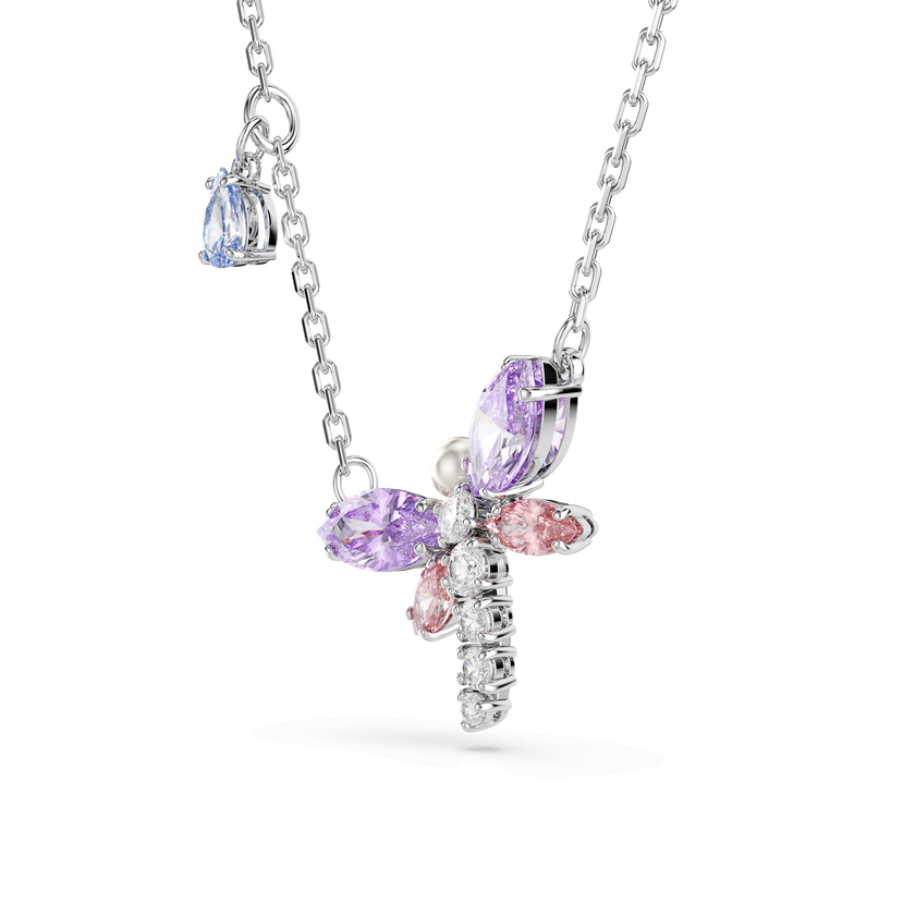 ariana grande x swarovski pendant  mixed cuts  dragonfly  multicolored  rhodium plated