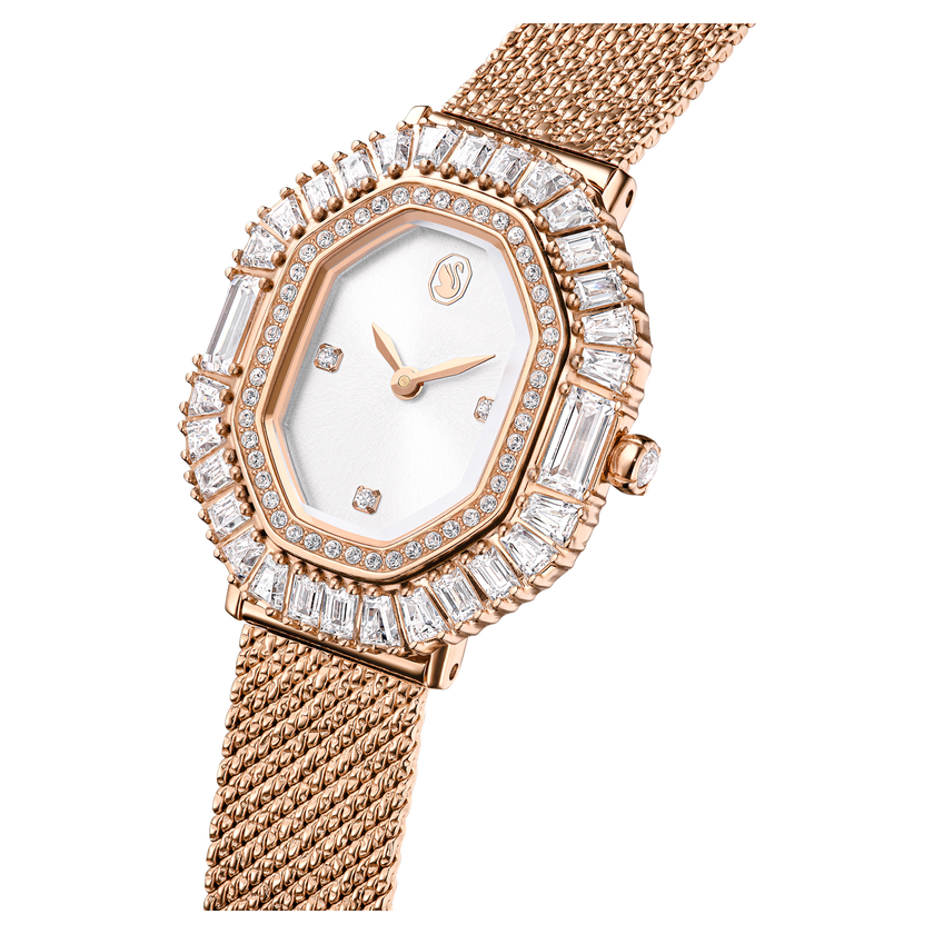 swarovski matrix octagon watch  metal bracelet  rose gold tone  rose gold tone finish