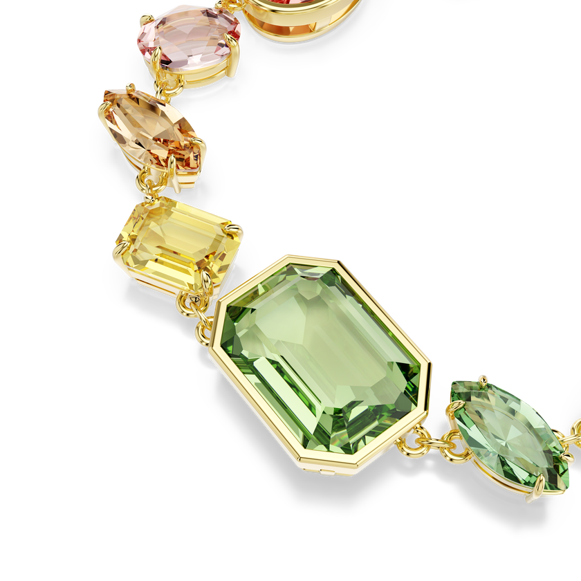 swarovski gema bracelet  mixed cuts  multicolored  gold tone plated