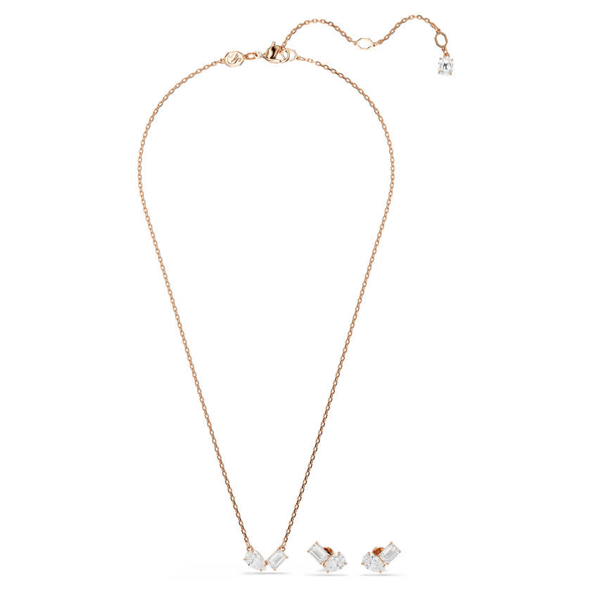 swarovski mesmera set  pear cut  octagon cut  white  rose gold tone plated