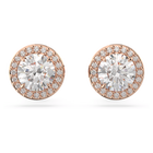 swarovski una angelic stud earrings round cut pav white rose gold tone plated