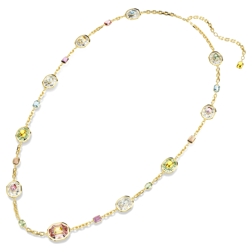 swarovski chroma strandage  octagon cut  multicolored  gold tone plated