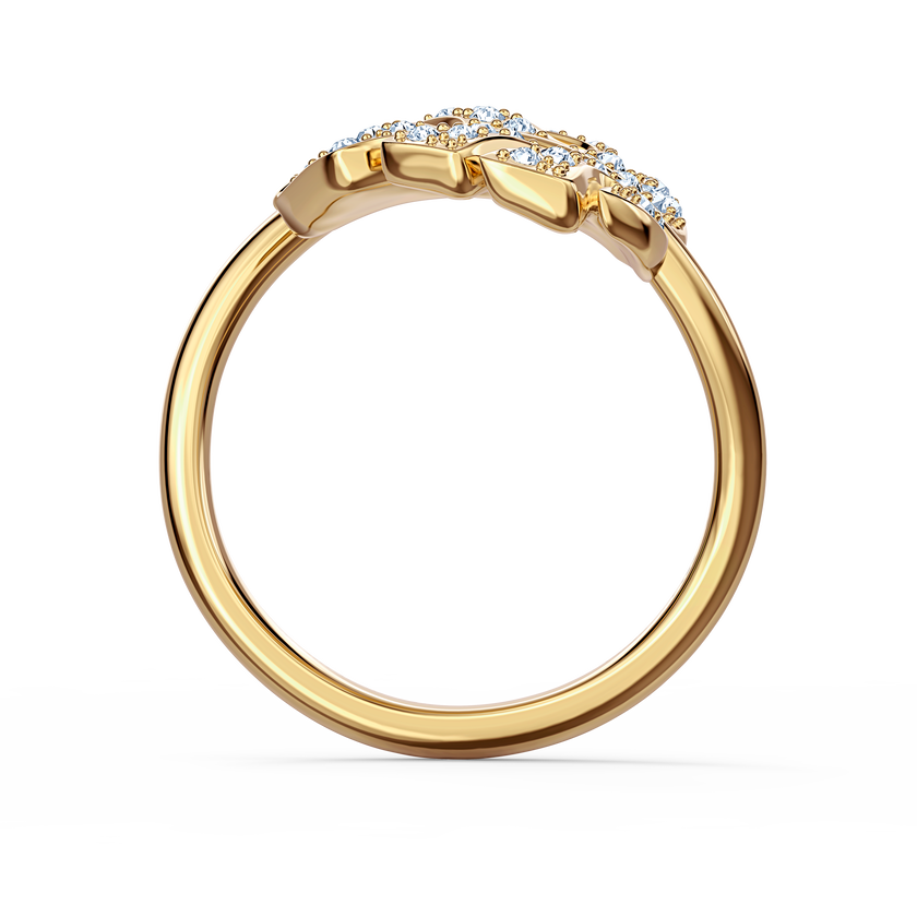swarovski tropical leaf open ring  white  gold tone plated