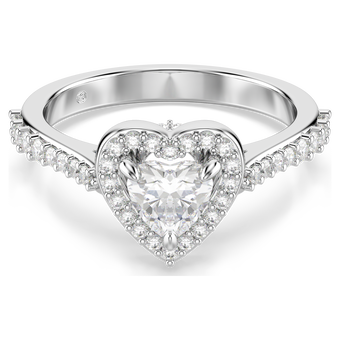 swarovski una angelic motif ring  mixed cuts  heart  white  rhodium plated