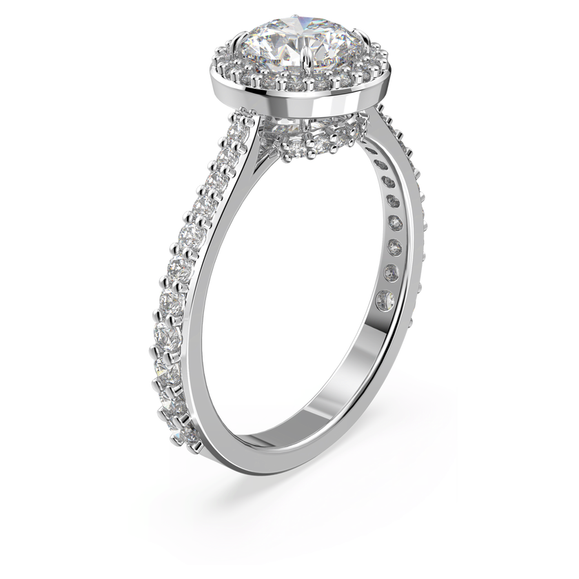 swarovski una angelic cocktail ring  round cut  pav   white  rhodium plated