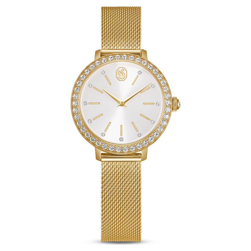 swarovski certa watch  metal bracelet  gold tone  gold tone finish