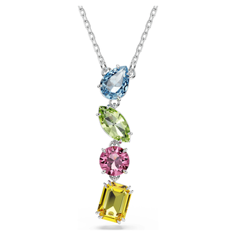 swarovski gema y pendant mixed cuts multicolored rhodium plated
