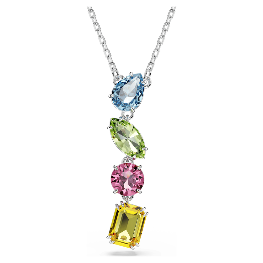 swarovski gema y pendant  mixed cuts  multicolored  rhodium plated