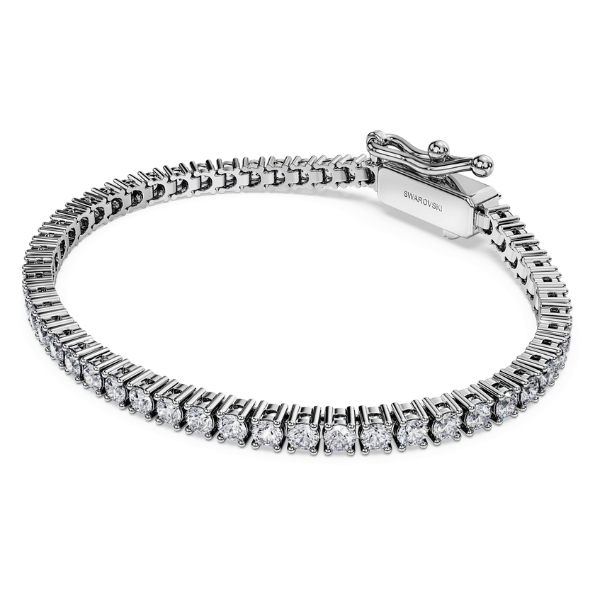 swarovski eternity tennis bracelet  lab grown diamonds 3 ct tw  round shape  18k white gold
