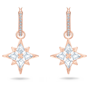 swarovski symbolic drop earrings star white rose gold tone plated