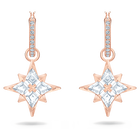 Swarovski Symbolic drop earrings, Star, White, Rose gold-tone plated