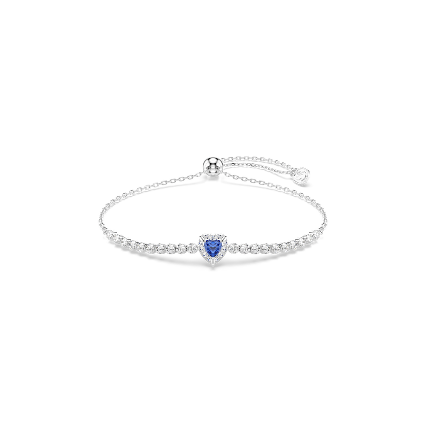 swarovski one bracelet  mixed cuts  heart  blue  rhodium plated