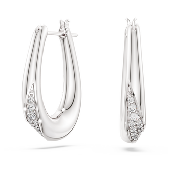 swarovski classica hoop earrings  round cut  small  white  sterling silver