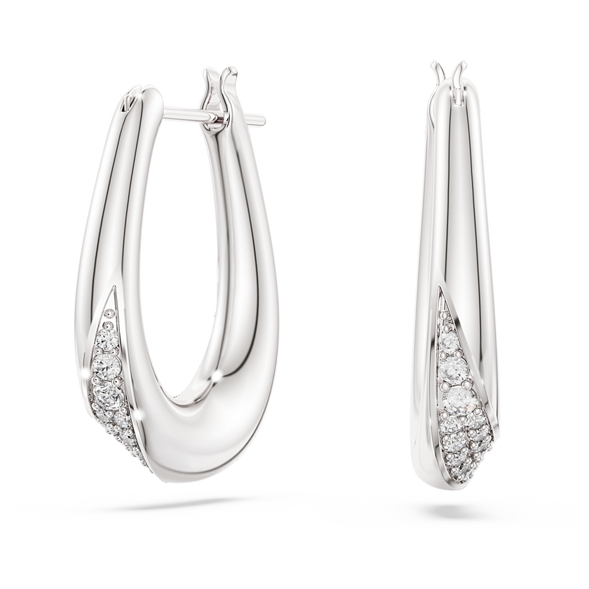 swarovski classica hoop earrings  round cut  small  white  sterling silver