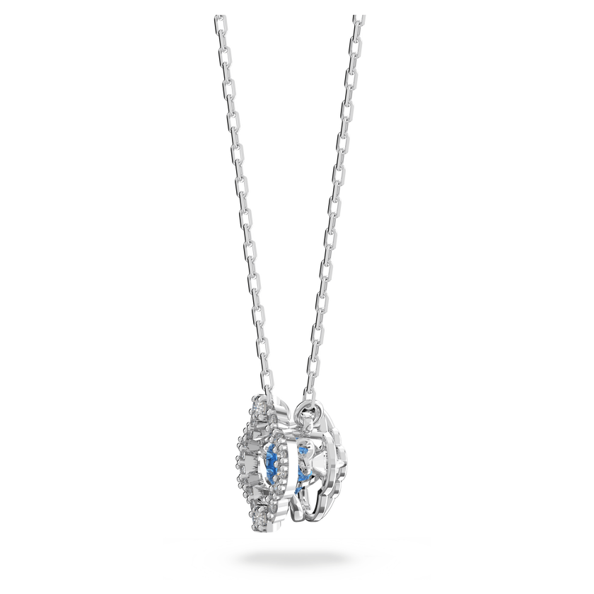swarovski una necklace  clover  blue  rhodium plated