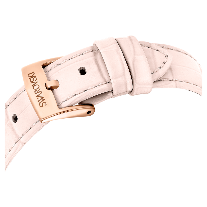 swarovski matrix tennis chrono watch  swiss made  leather strap  pink  rose gold tone finish